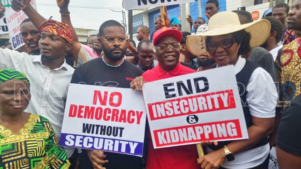 Femi Falana, Falz lead protest against insecurity, others