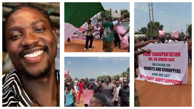 VeryDarkMan leads peaceful protest at Defence Headquarters in Abuja