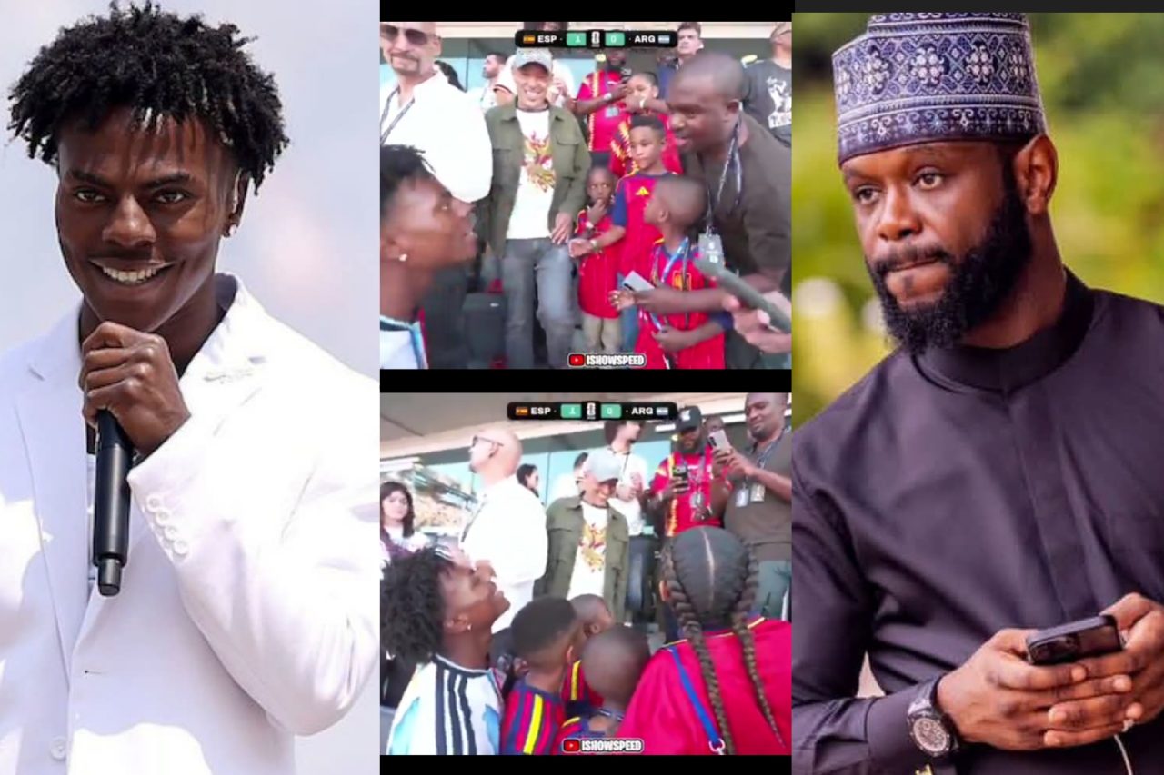 Seyi Tinubu, children meet IShowSpeed at World Cup final